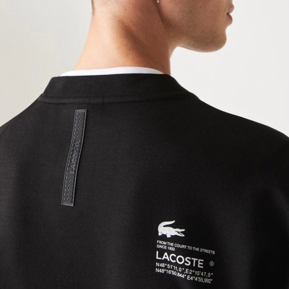 LACOSTE LOOSE FIT TWO-PLY PIQUE SWEATSHIRT (BLACK) Small - Picture 4 of 9